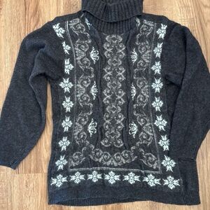 Women’s Alba Fornani Made In Italy Winter Ski Sweater Gray  Cashmere Lambs Wool